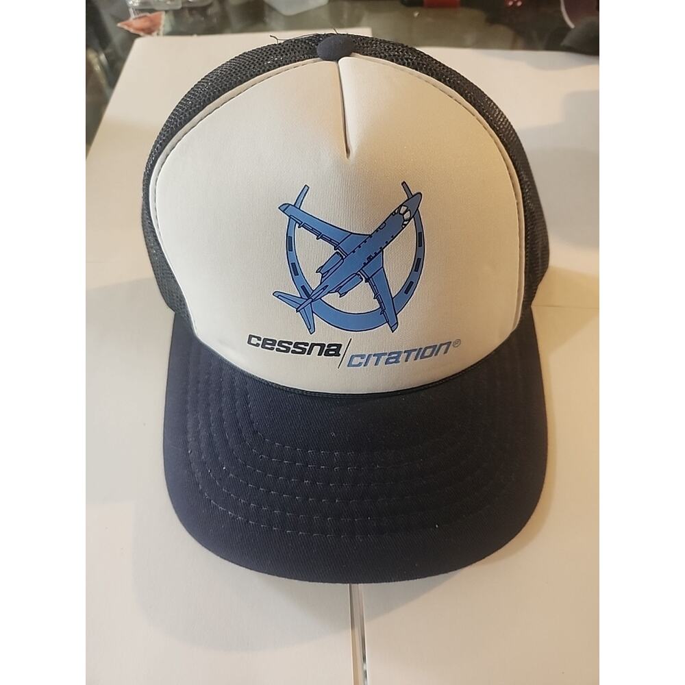 Cessna Citation Horseshoe Snapback Mesh Hat 90s Y2k Trucker Airplane Aerospace